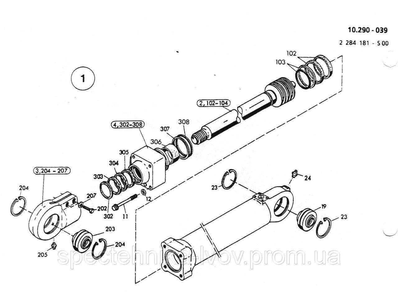 2532109 Ремкомплект гидроцилиндра отвала O&K (Orenstein & Koppel) MH Plus