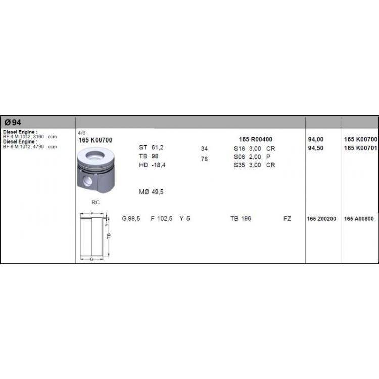 Поршень Deutz 1012 94 мм STD (04255043) - BF Germany (10050089792)
